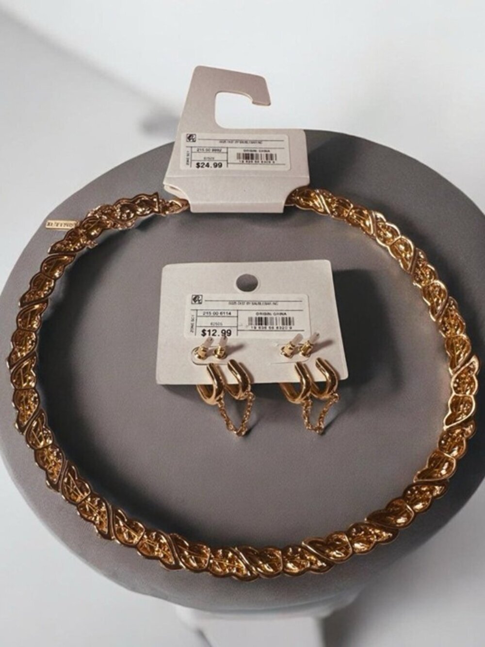 Sugarfix By Baublebar Fashion Gold tone Necklace With/Rhinestones And Earrings - Picture 2 of 2